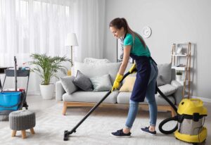 woman-vacuuming-carpet-in-living-room